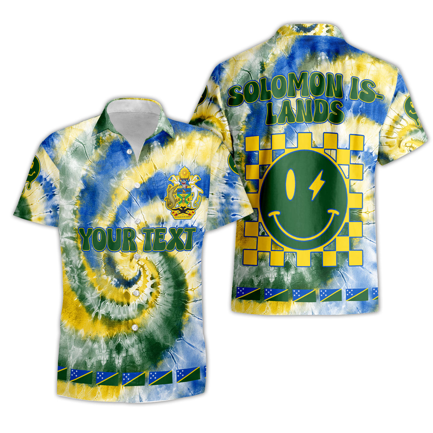 Solomon Islands Short Sleeve Shirt Custom Tie Dye Style 3