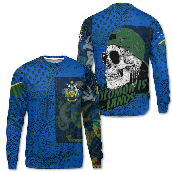 Solomon Islands Sweatshirt Paisley Flag And Skull Style 1