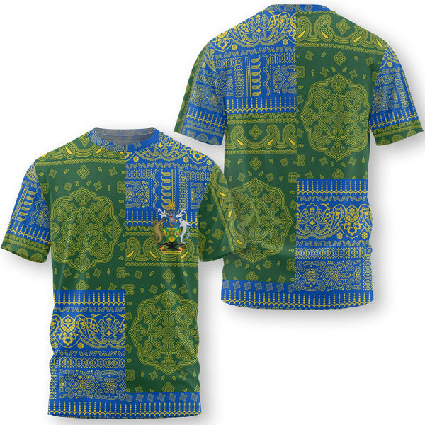 Solomon Islands T Shirt Flag And Paisley Basic Style 1