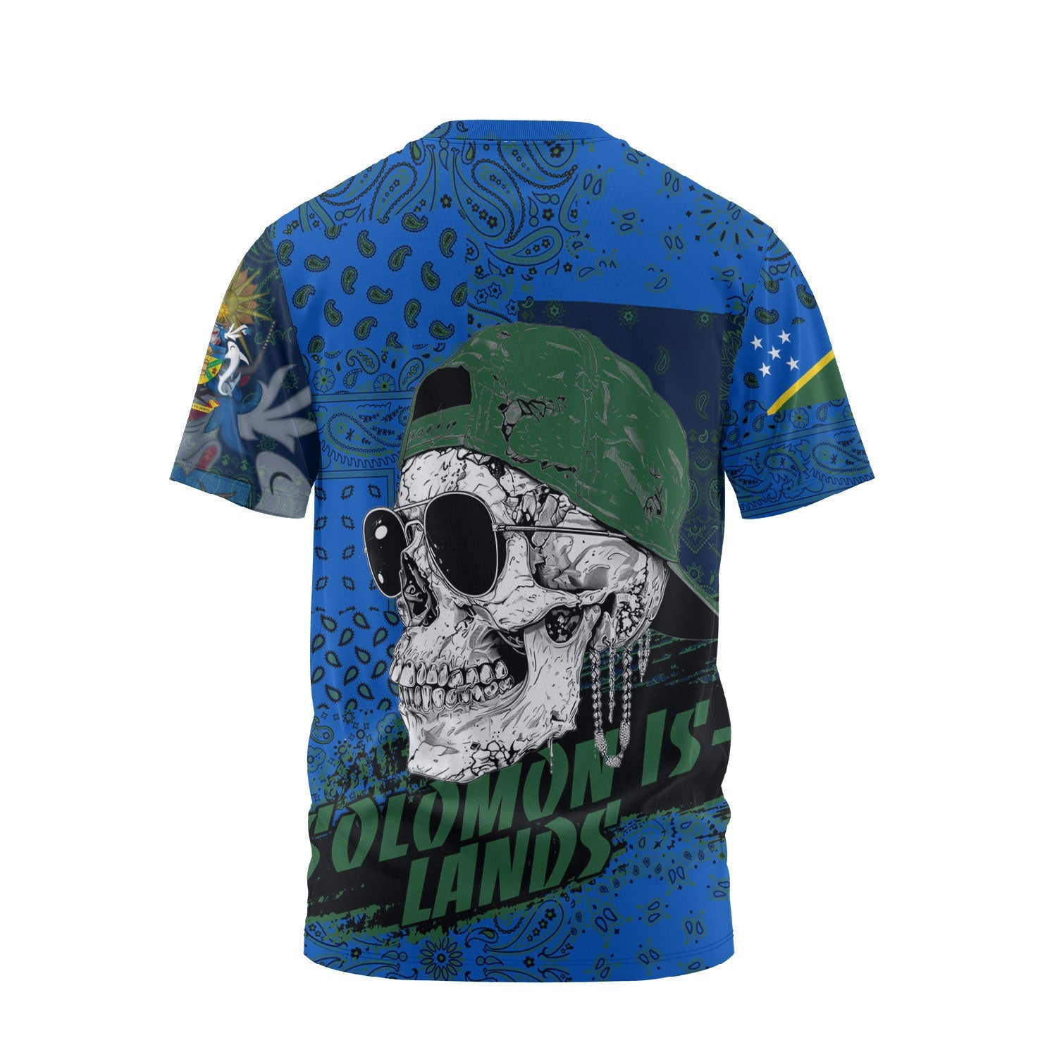 Solomon Islands T Shirt Paisley Flag And Skull Style 2