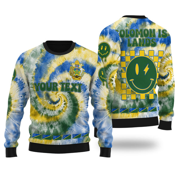 Solomon Islands Ugly Sweater Custom Tie Dye Style 1