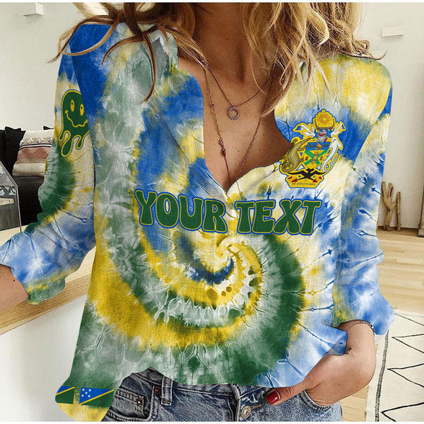 Solomon Islands Women Casual Shirt Custom Tie Dye Style 1