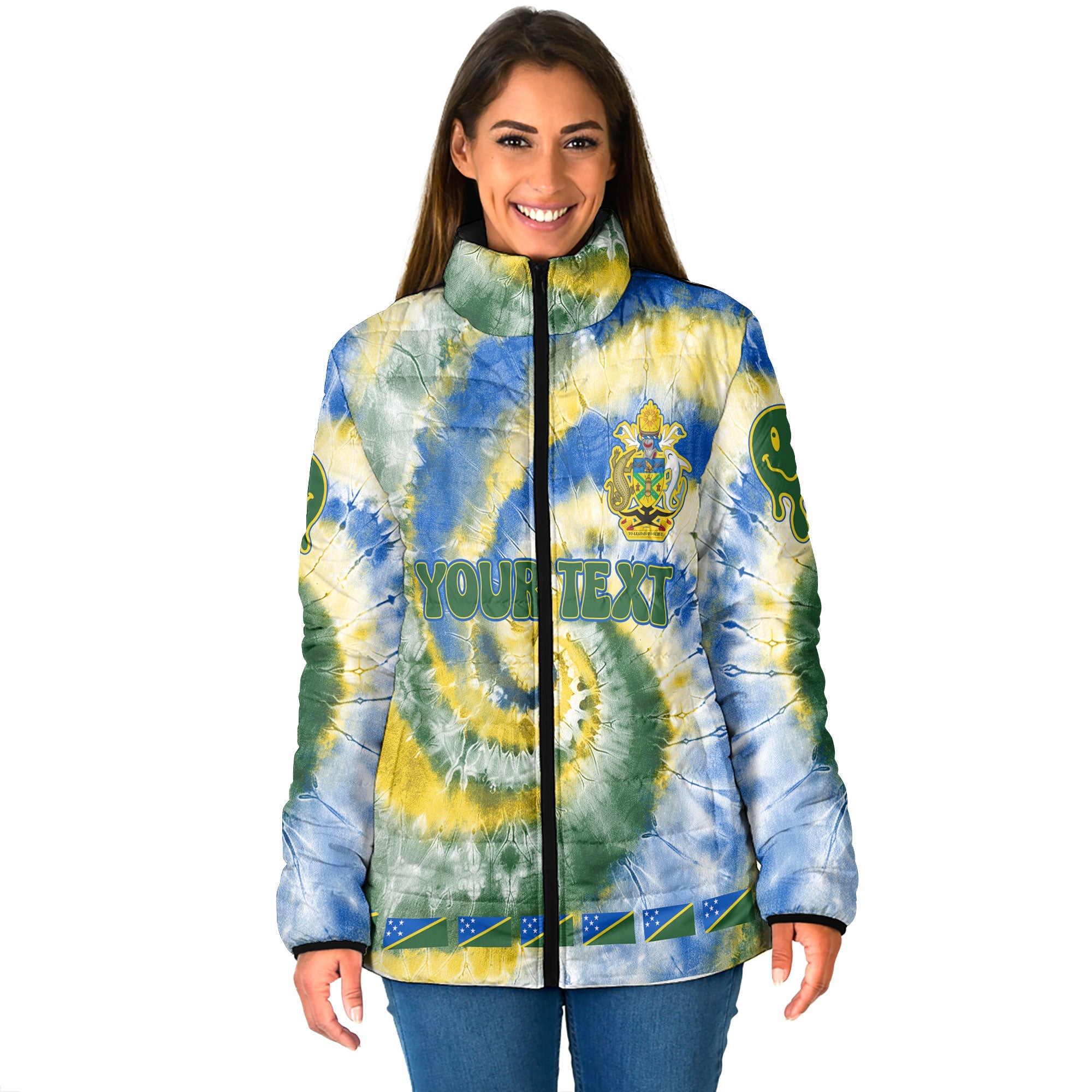 Solomon Islands Women Padded Jacket Custom Tie Dye Style 1