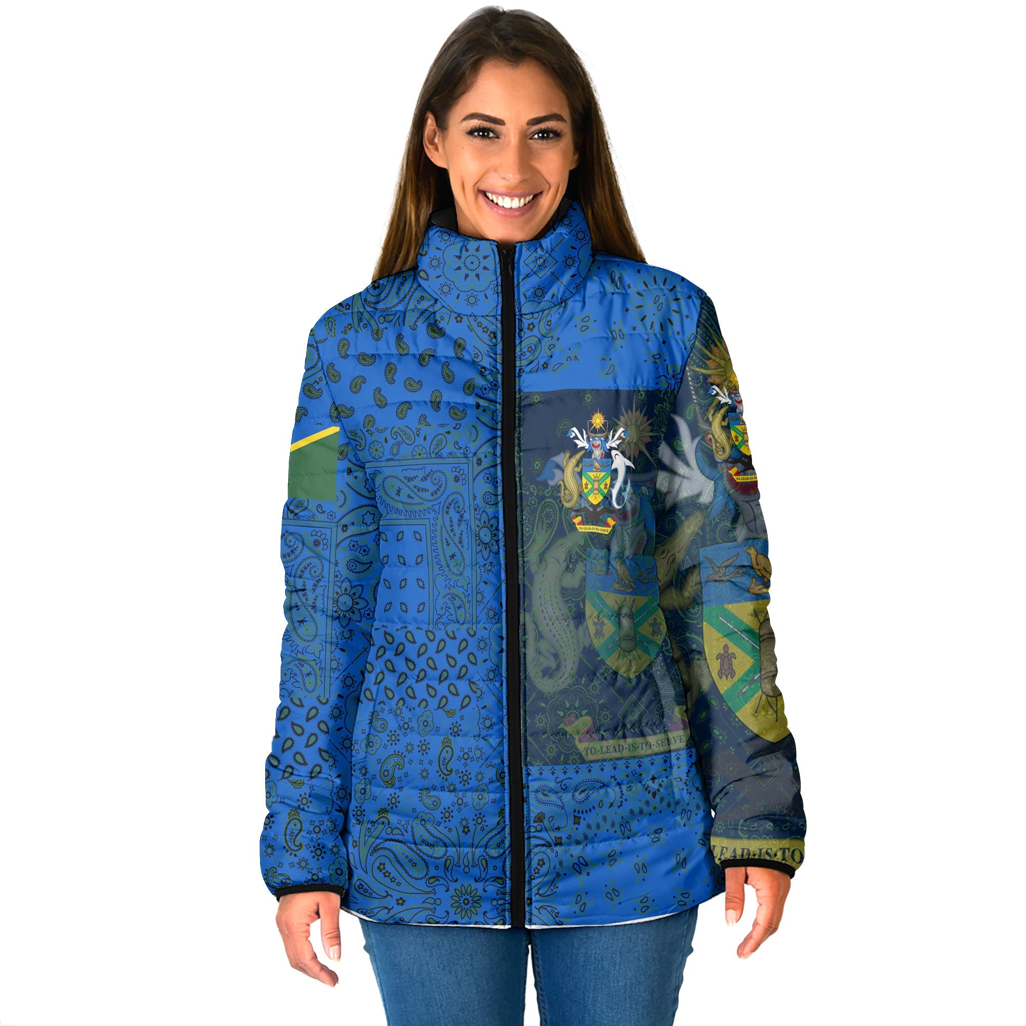 Solomon Islands Women Padded Jacket Paisley Flag And Skull Style 1