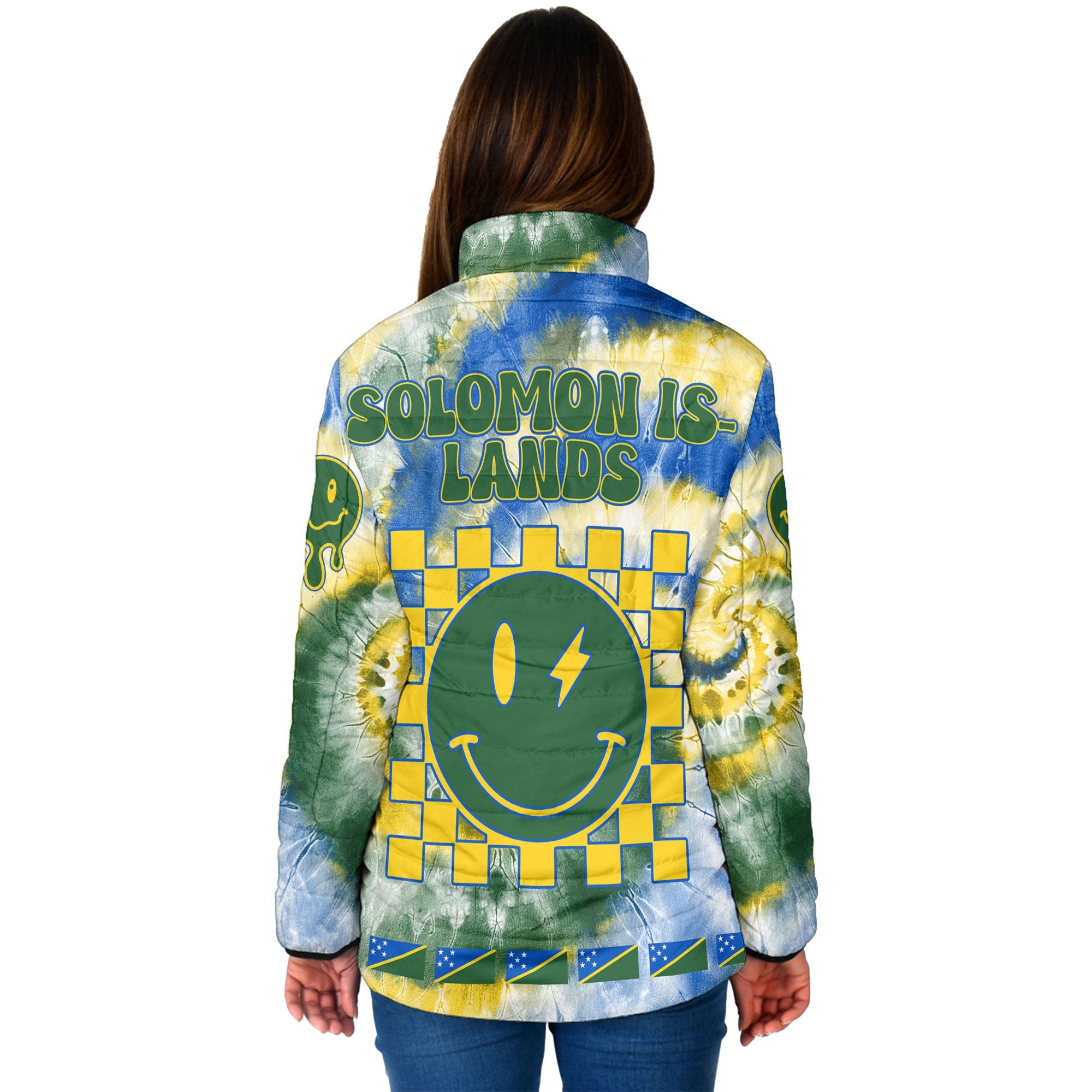 Solomon Islands Women Padded Jacket Custom Tie Dye Style 2