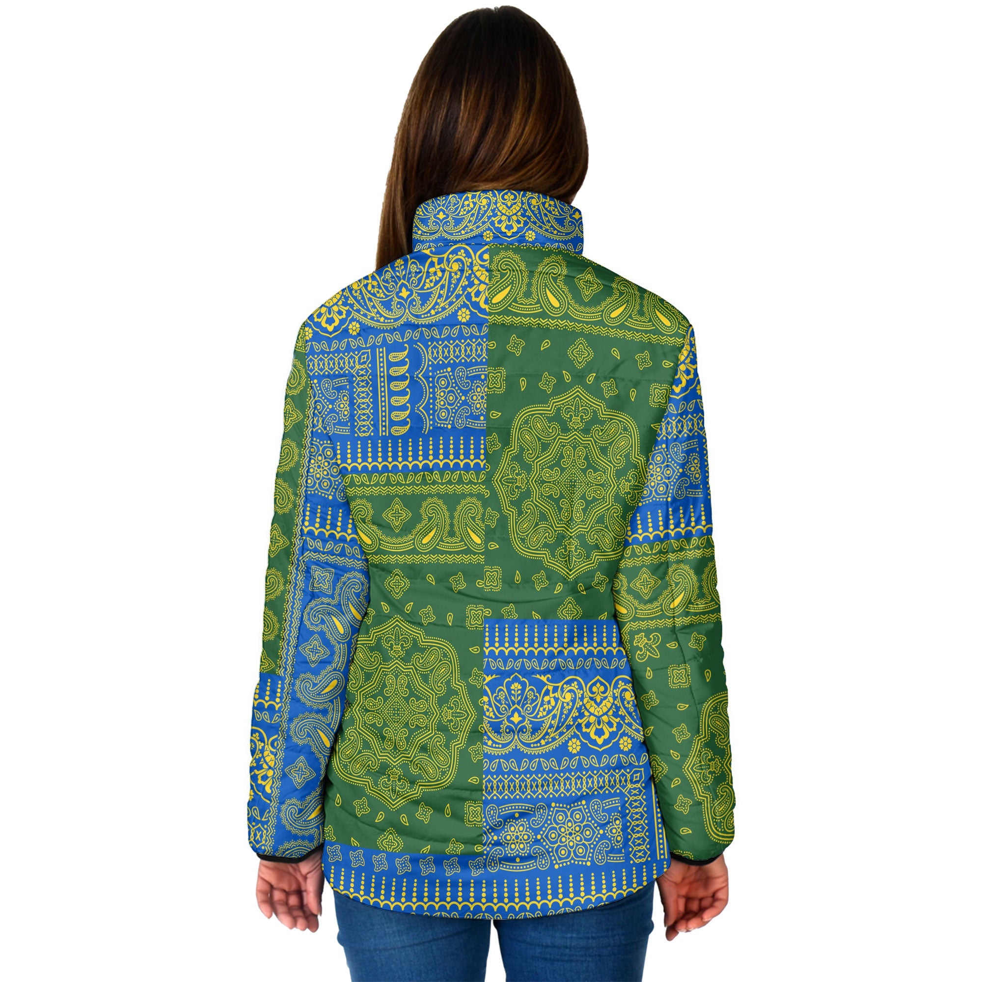 Solomon Islands Women Padded Jacket Flag And Paisley Basic Style 2