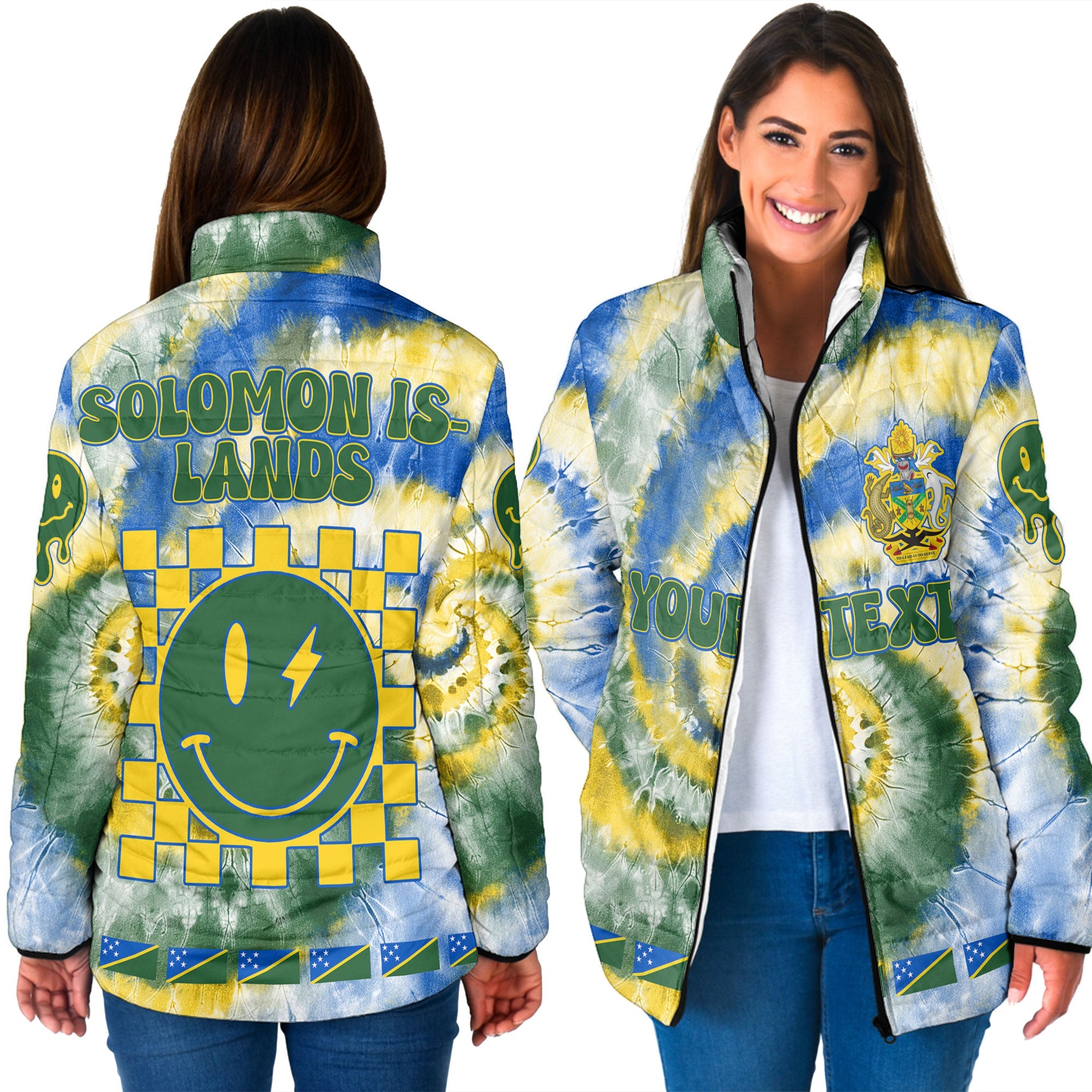 Solomon Islands Women Padded Jacket Custom Tie Dye Style 3