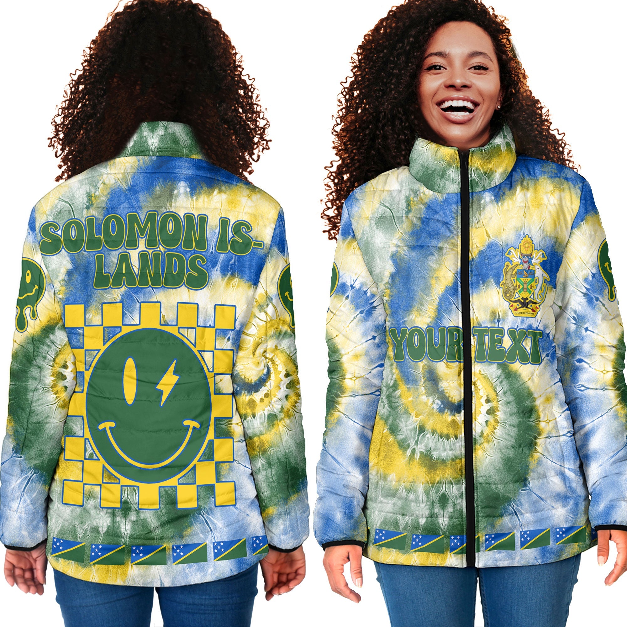 Solomon Islands Women Padded Jacket Custom Tie Dye Style 4