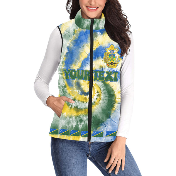 Solomon Islands Women Padded Jacket Vest Custom Tie Dye Style 1