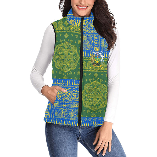 Solomon Islands Women Padded Jacket Vest Flag And Paisley Basic Style 1