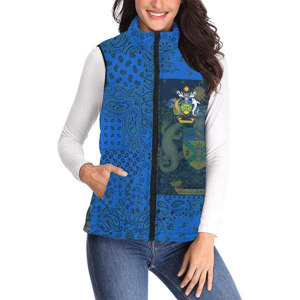 Solomon Islands Women Padded Jacket Vest Paisley Flag And Skull Style 1