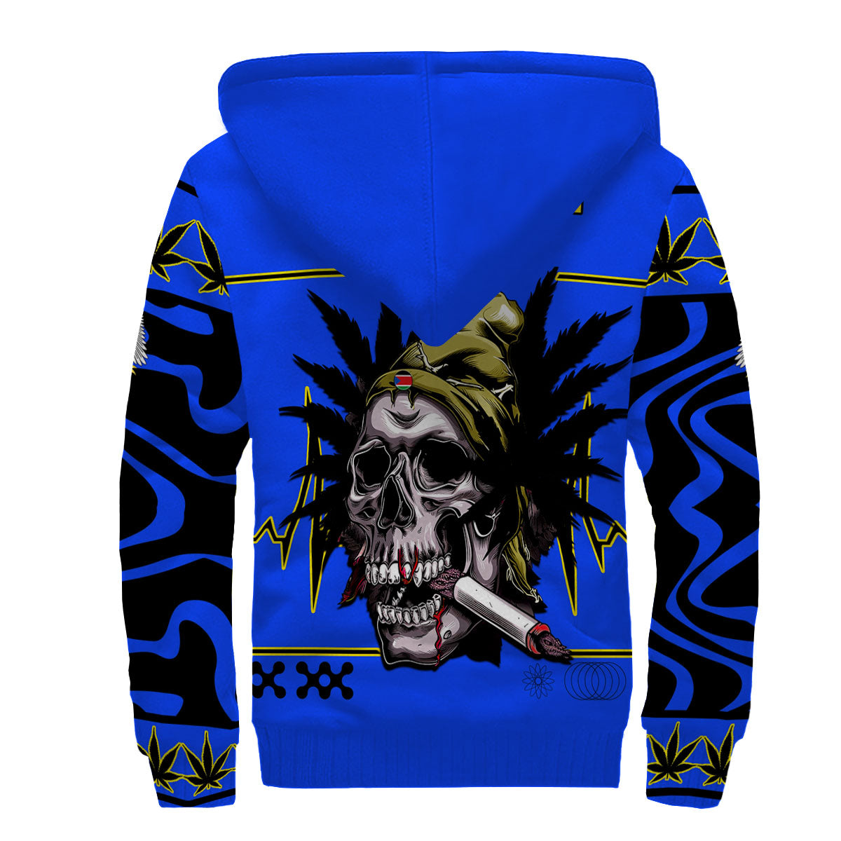 South Sudan Sherpa Hoodie Flag & Coat Of Arms Marijuanas Style