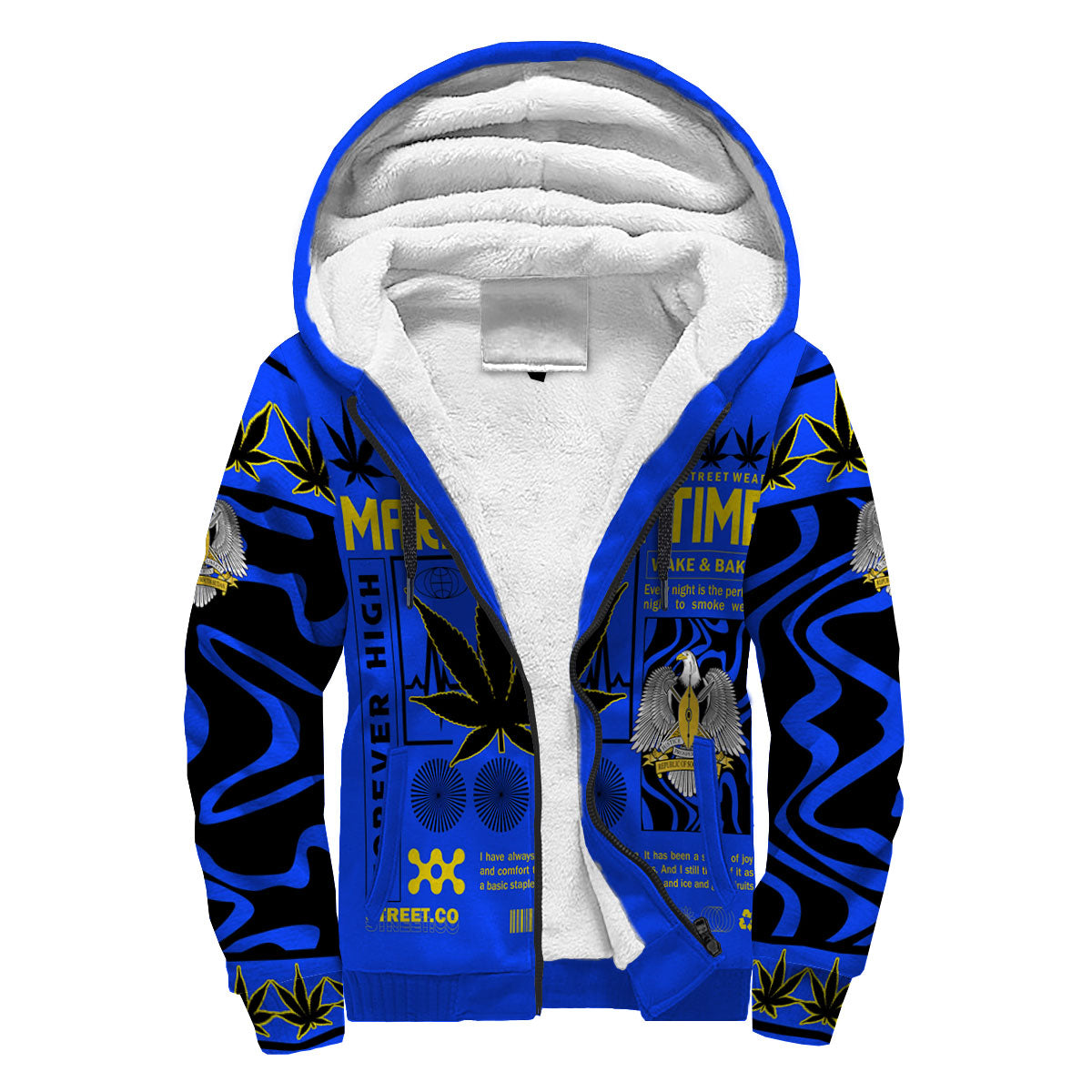 South Sudan Sherpa Hoodie Flag & Coat Of Arms Marijuanas Style