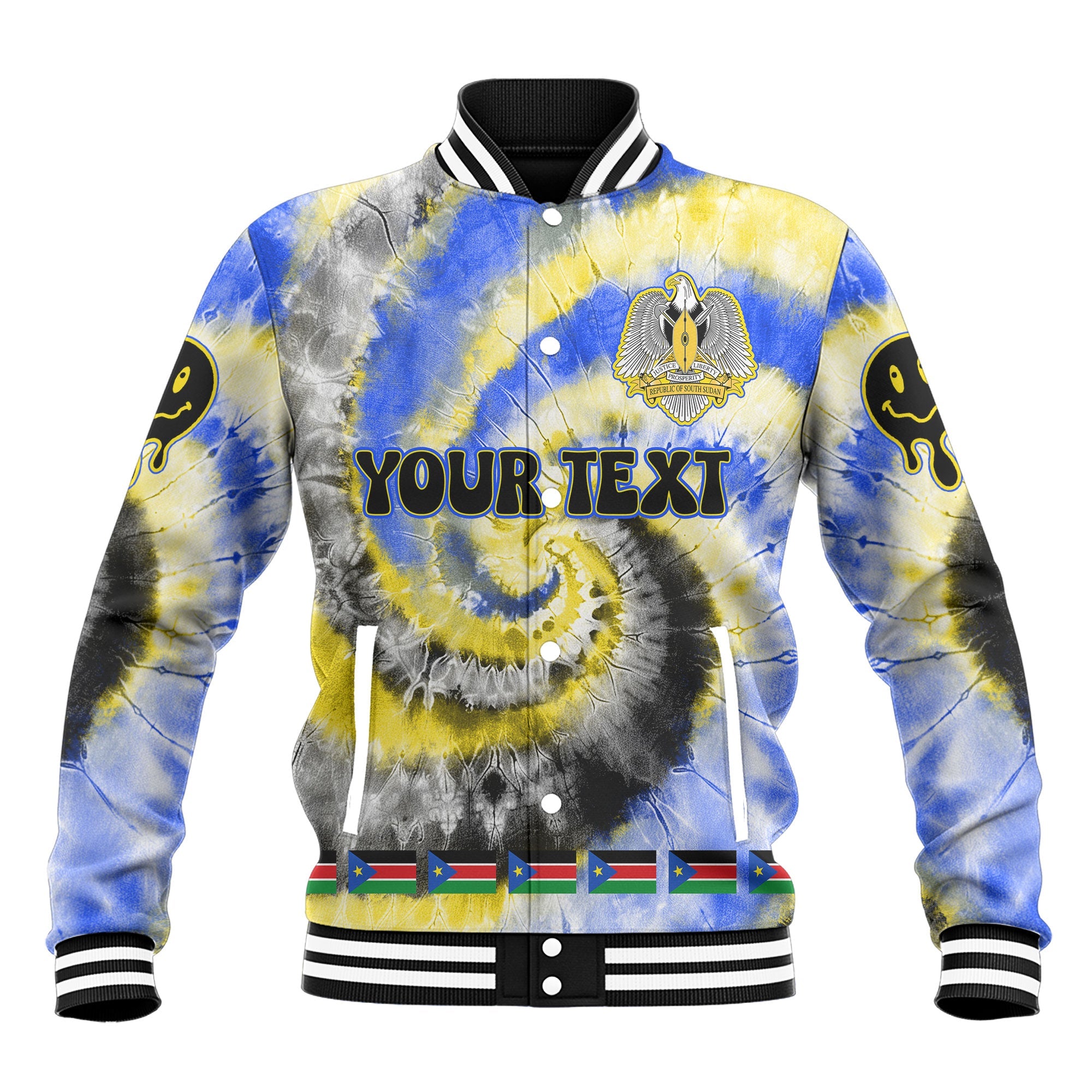 South Sudan Baseball Jacket Custom Tie Dye Style 2