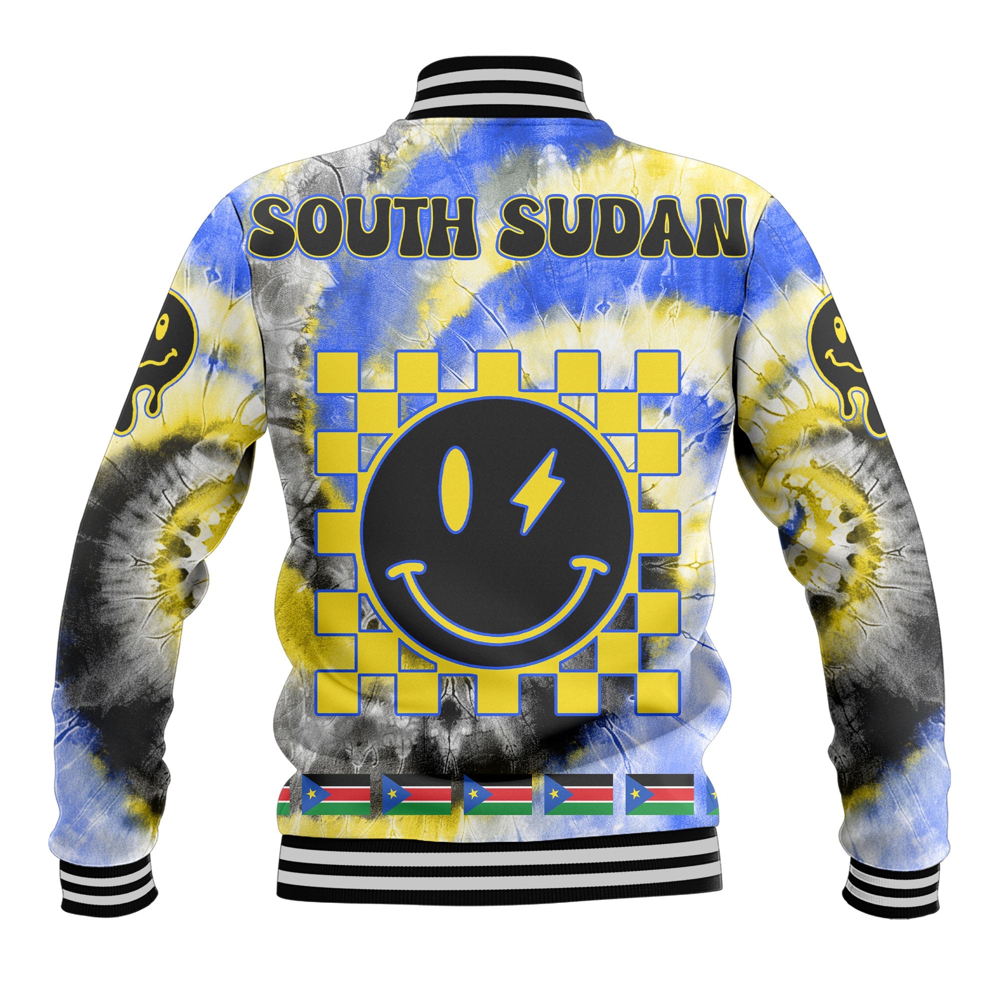 South Sudan Baseball Jacket Custom Tie Dye Style 3