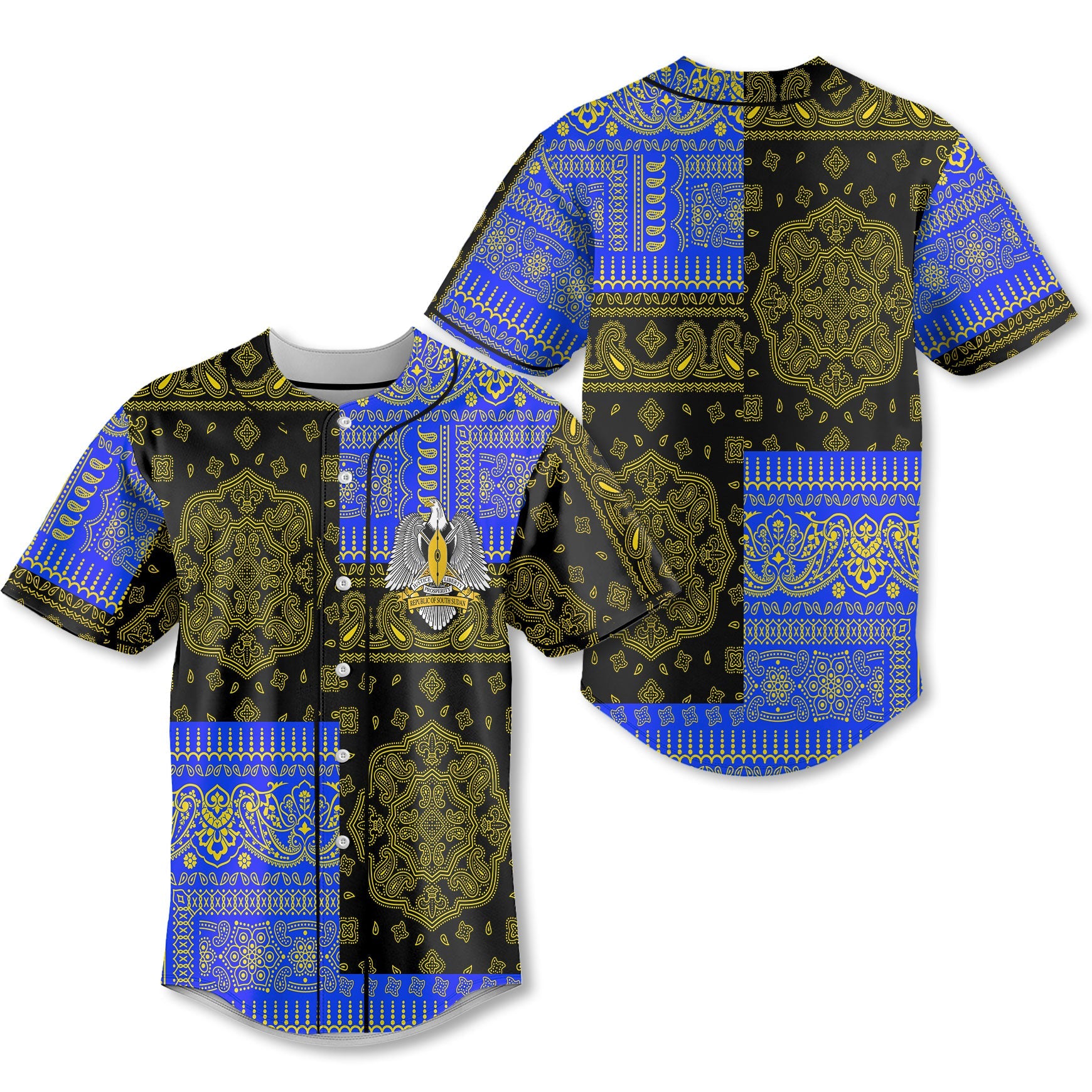 South Sudan Baseball Jersey Flag And Paisley Basic Style 1