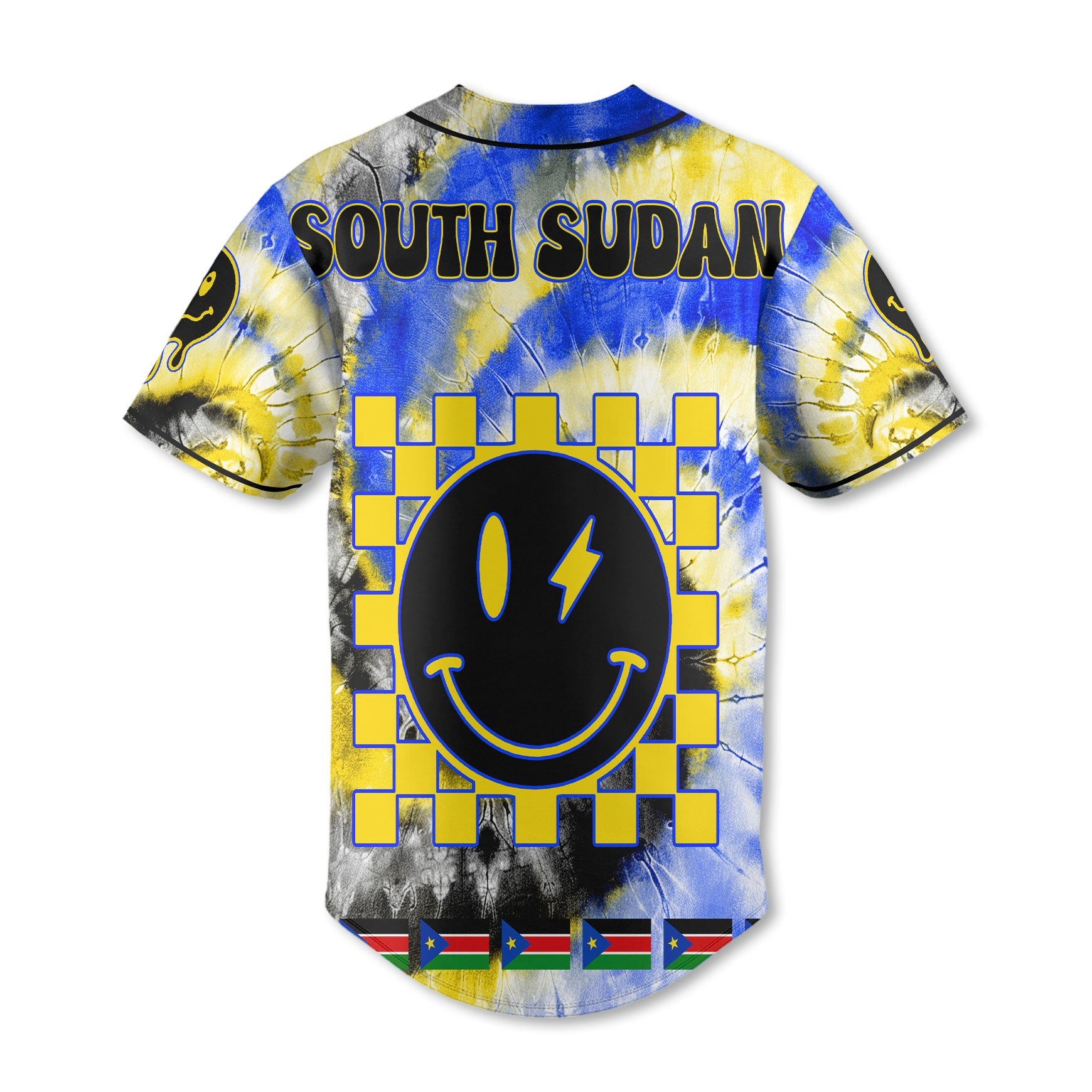 South Sudan Baseball Jersey Custom Tie Dye Style 3