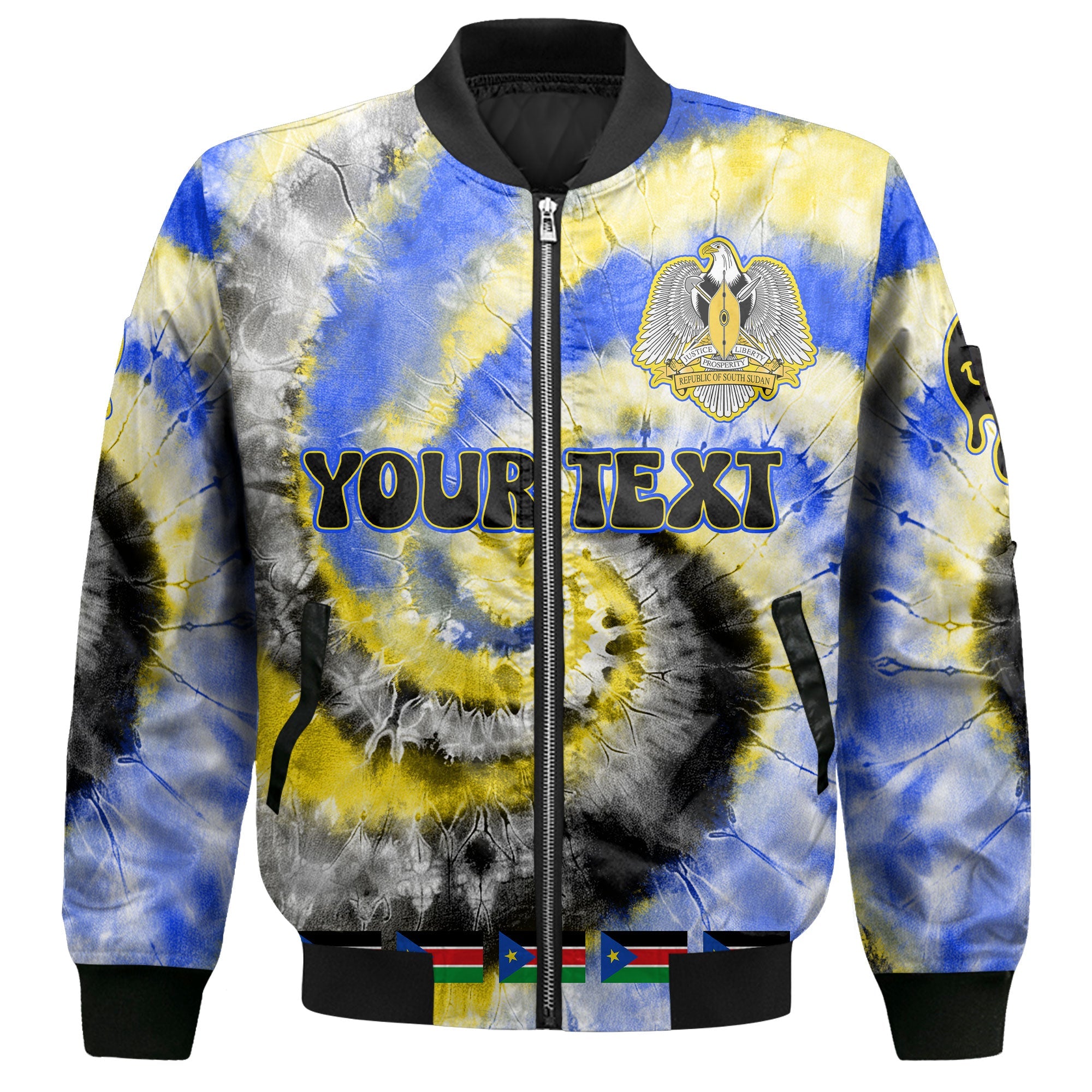 South Sudan Bomber Jacket Custom Tie Dye Style 2