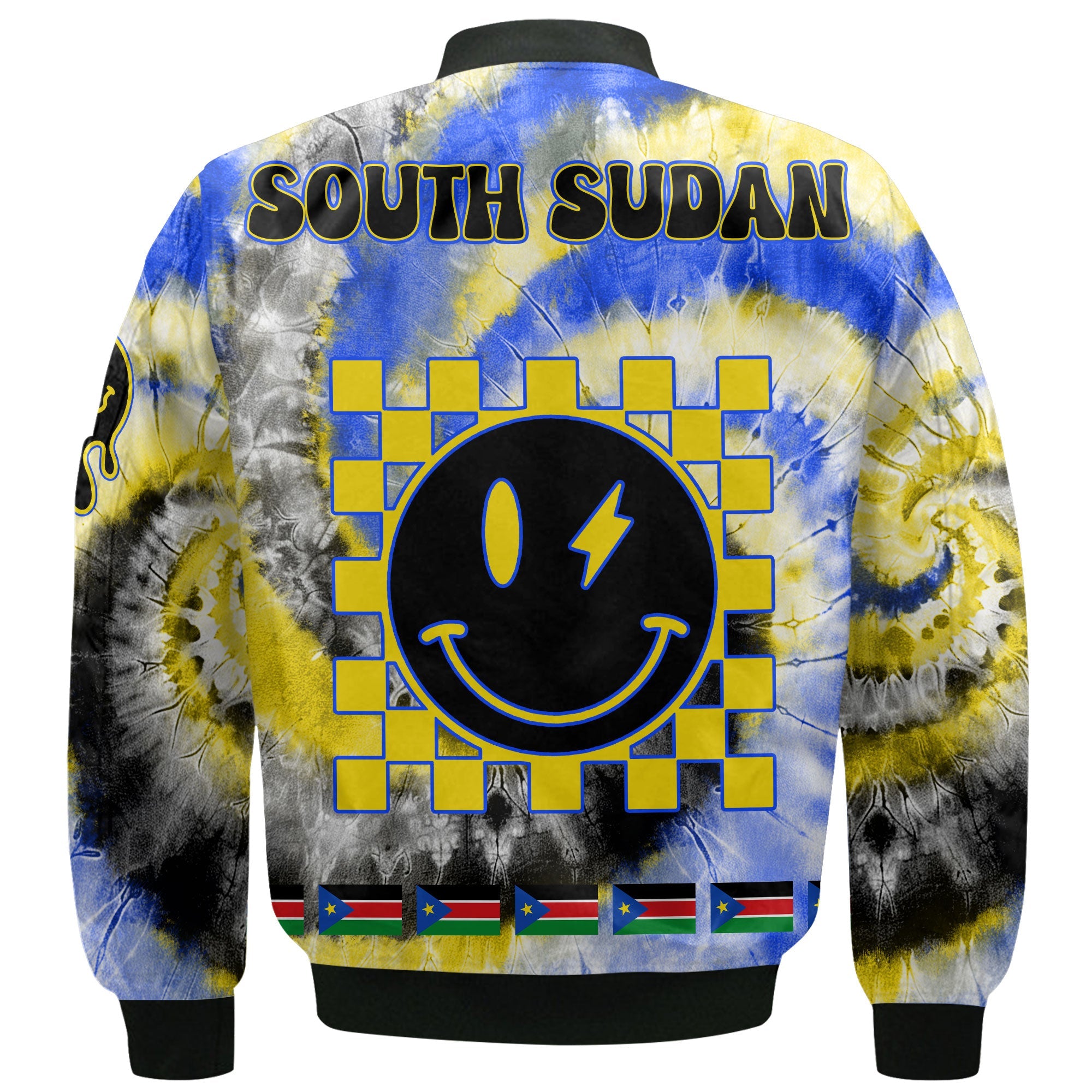 South Sudan Bomber Jacket Custom Tie Dye Style 3