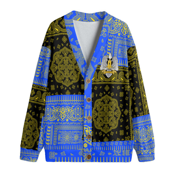 South Sudan Fleece Cardigan Flag And Paisley Basic Style 1