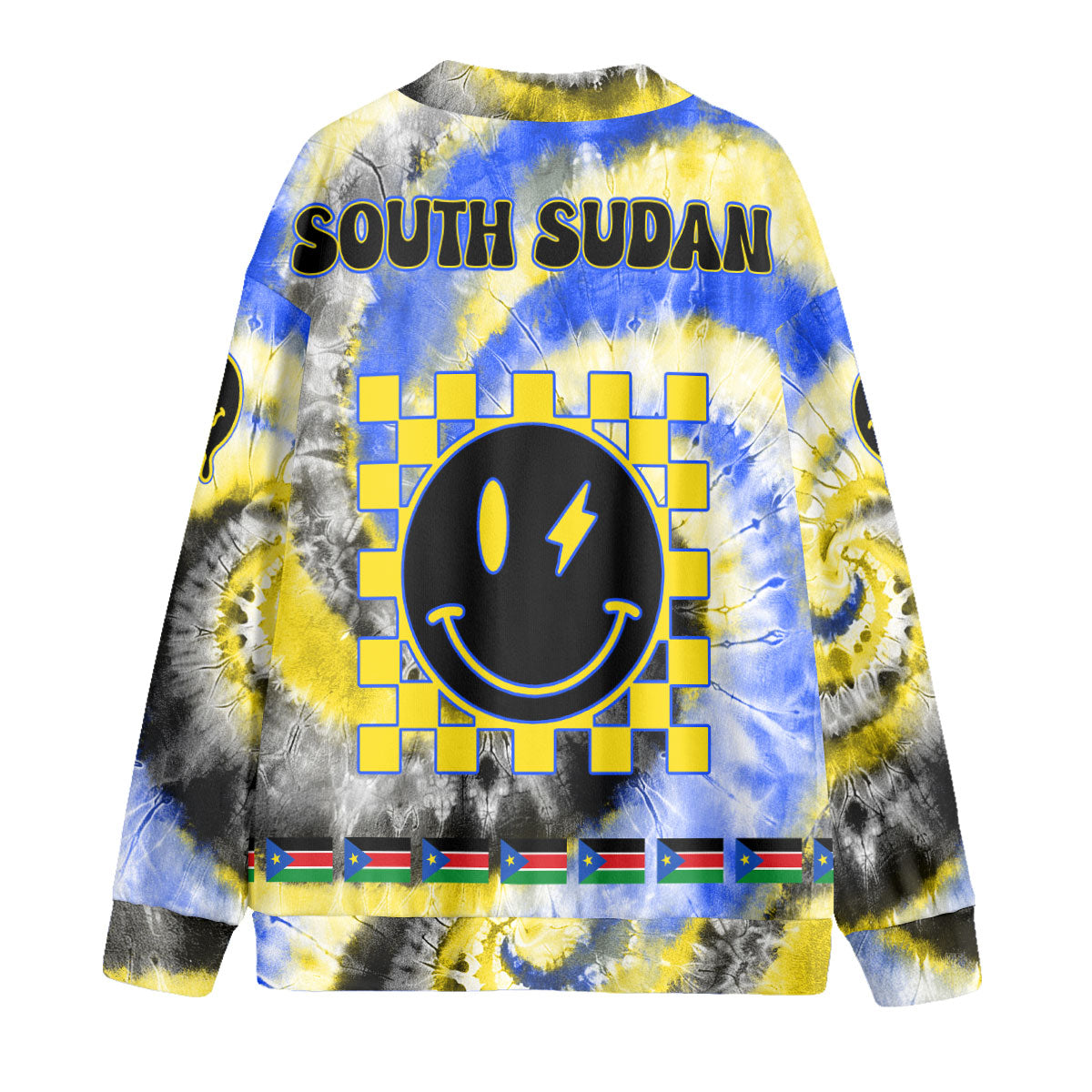 South Sudan Fleece Cardigan Custom Tie Dye Style 2