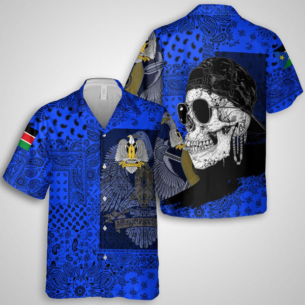 South Sudan Hawaiian Shirt Paisley Flag And Skull Style 1