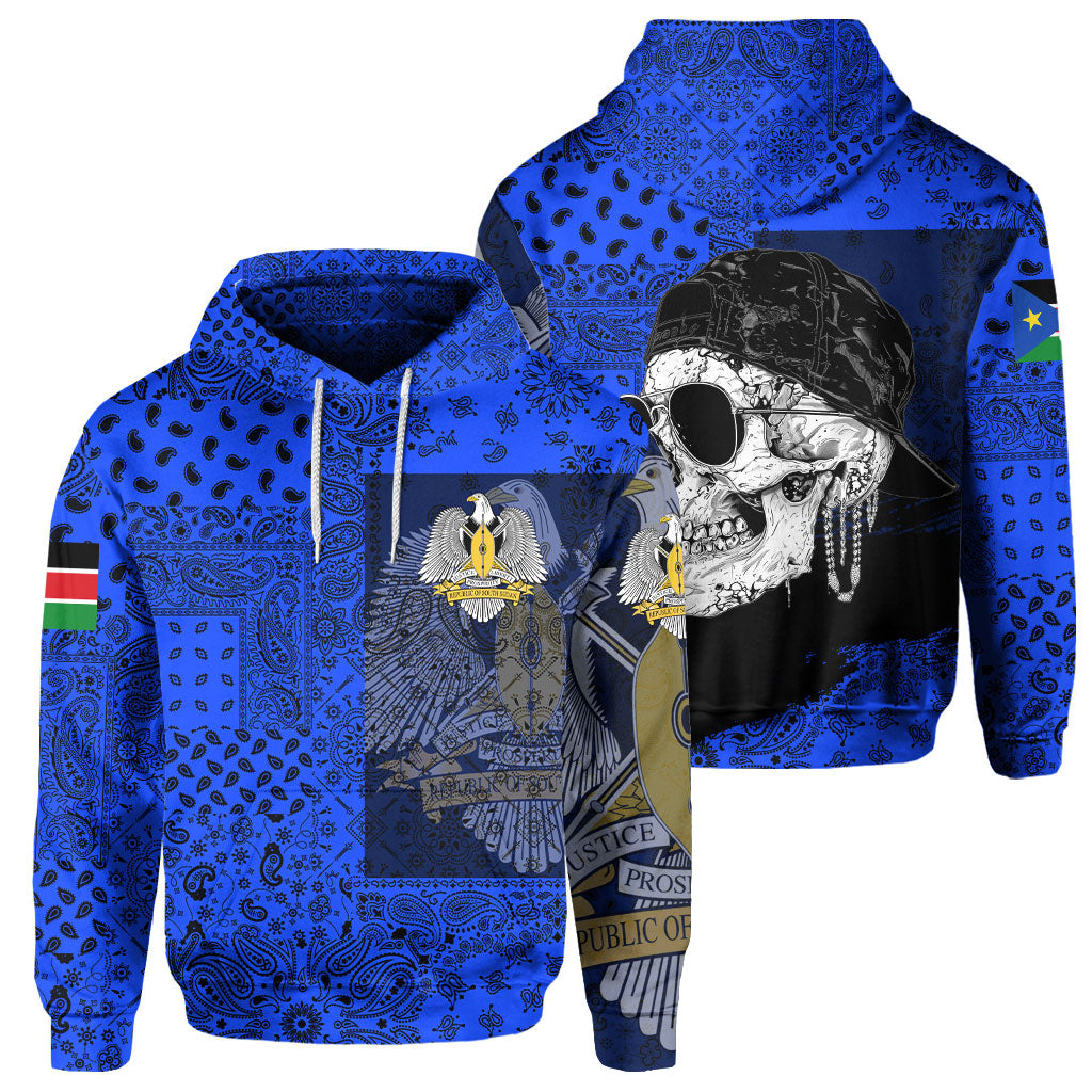 South Sudan Hoodie Paisley Flag And Skull Style 1