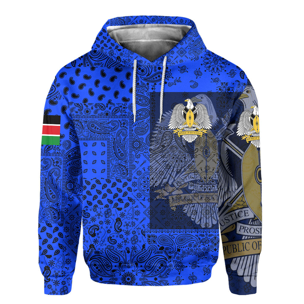 South Sudan Hoodie Paisley Flag And Skull Style 2