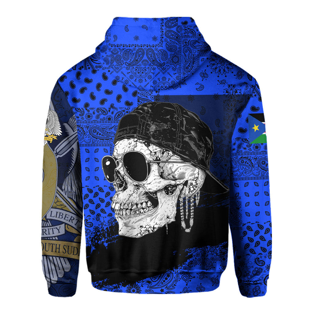 South Sudan Hoodie Paisley Flag And Skull Style 3