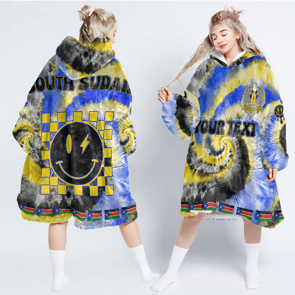 South Sudan Hoodie Blanket Custom Tie Dye Style 1