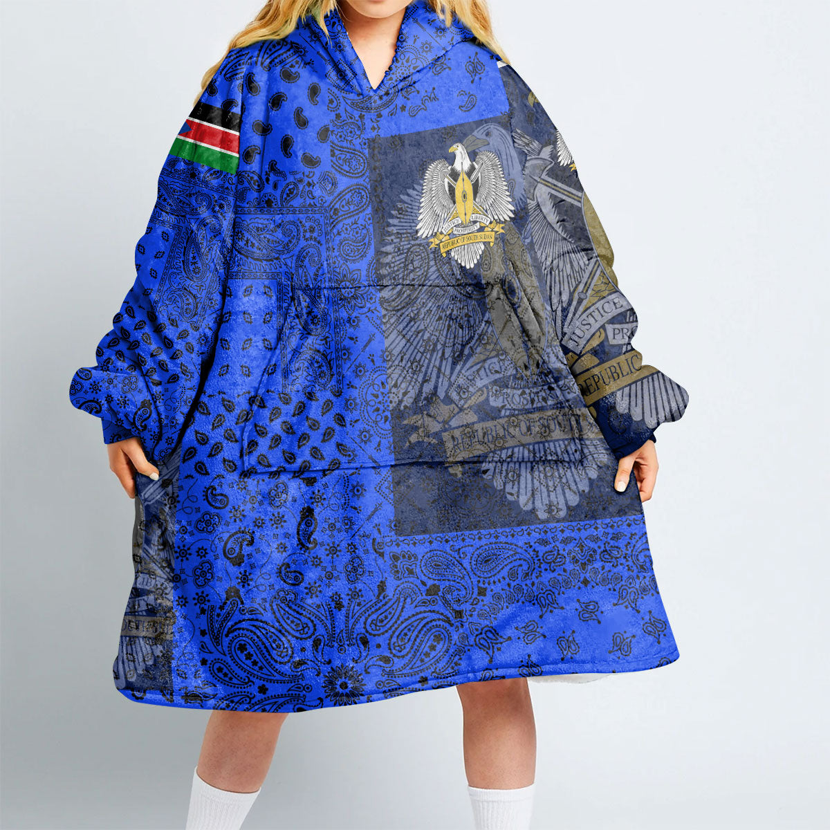 South Sudan Hoodie Blanket Paisley Flag And Skull Style 2