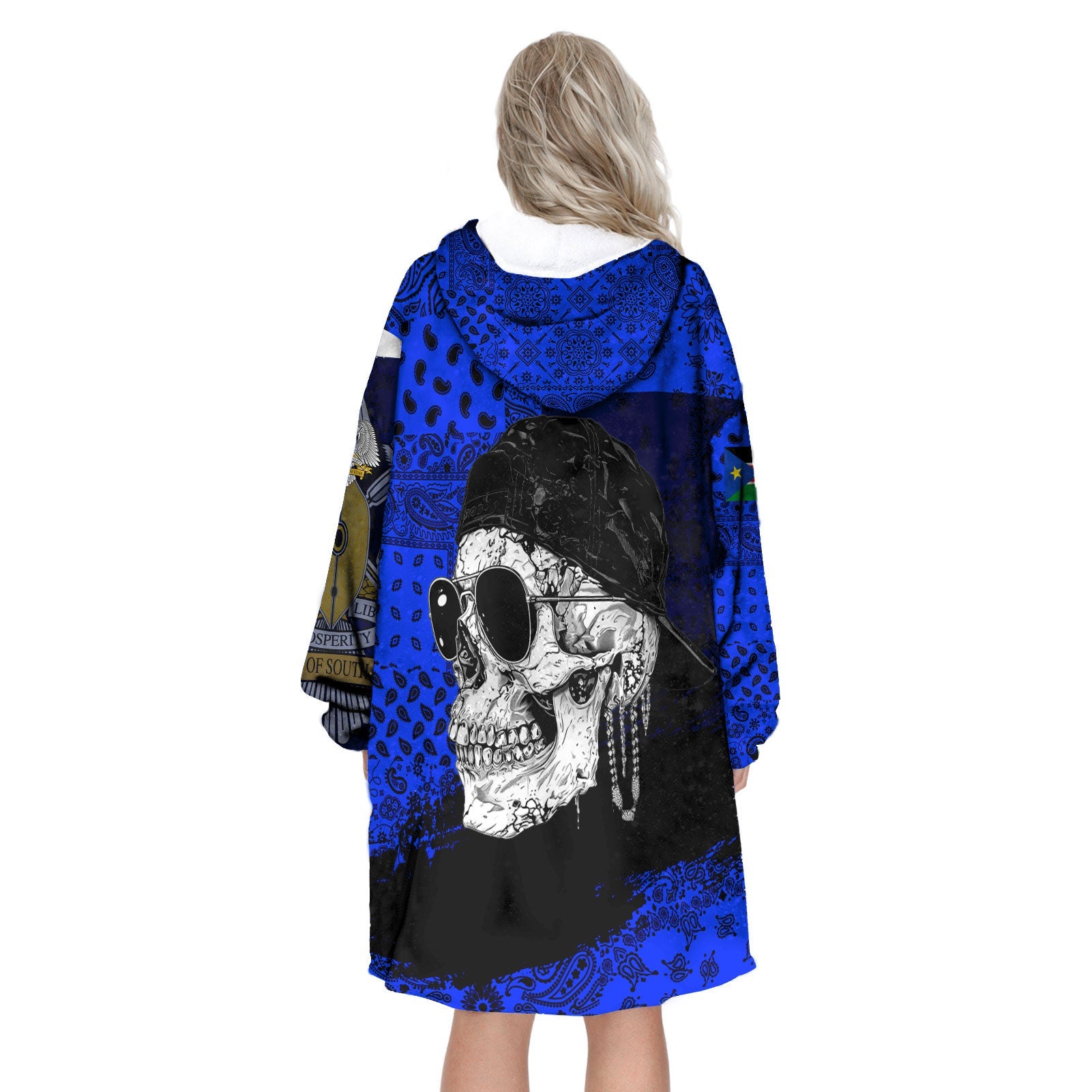 South Sudan Hoodie Blanket Paisley Flag And Skull Style 3