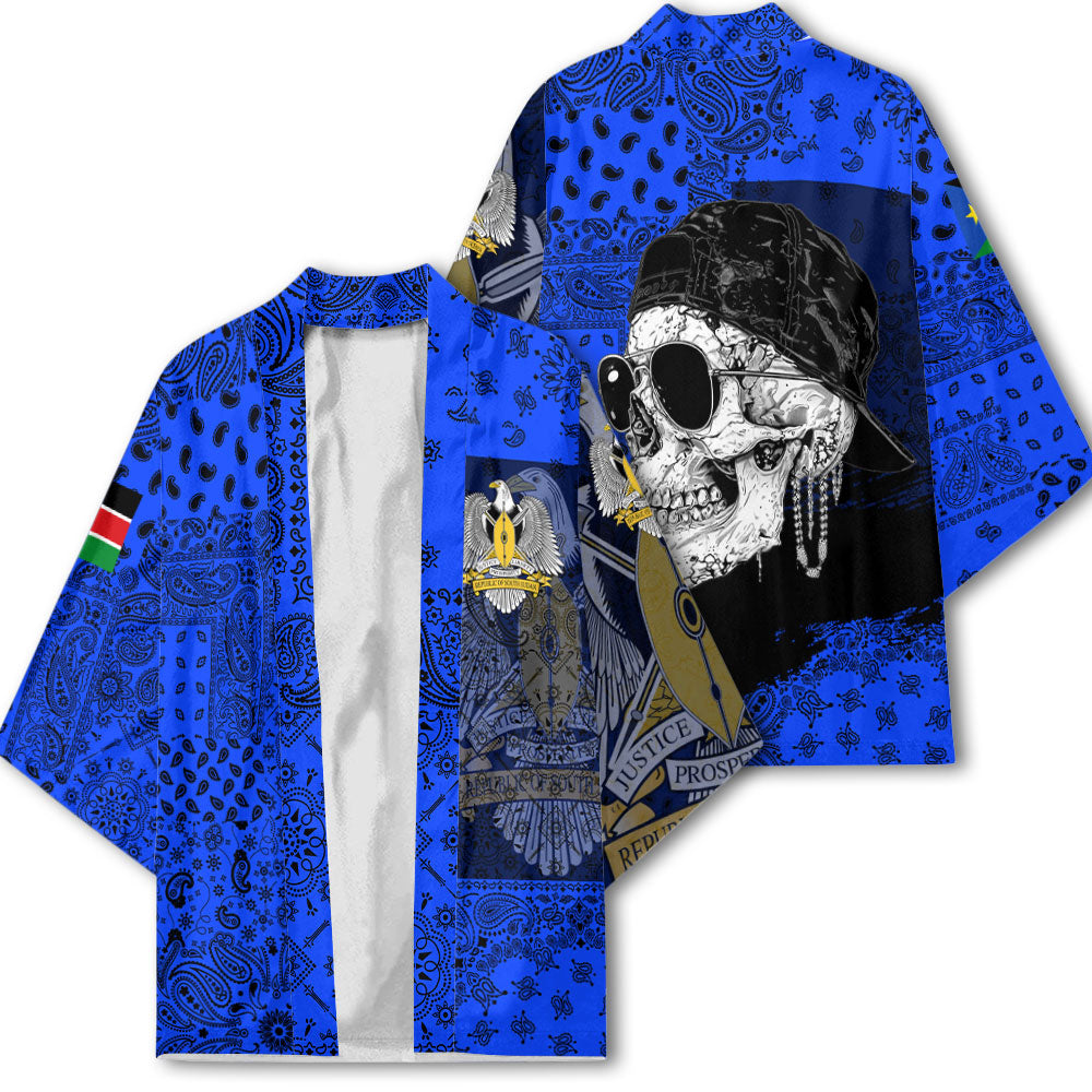 South Sudan Kimono Paisley Flag And Skull Style 2