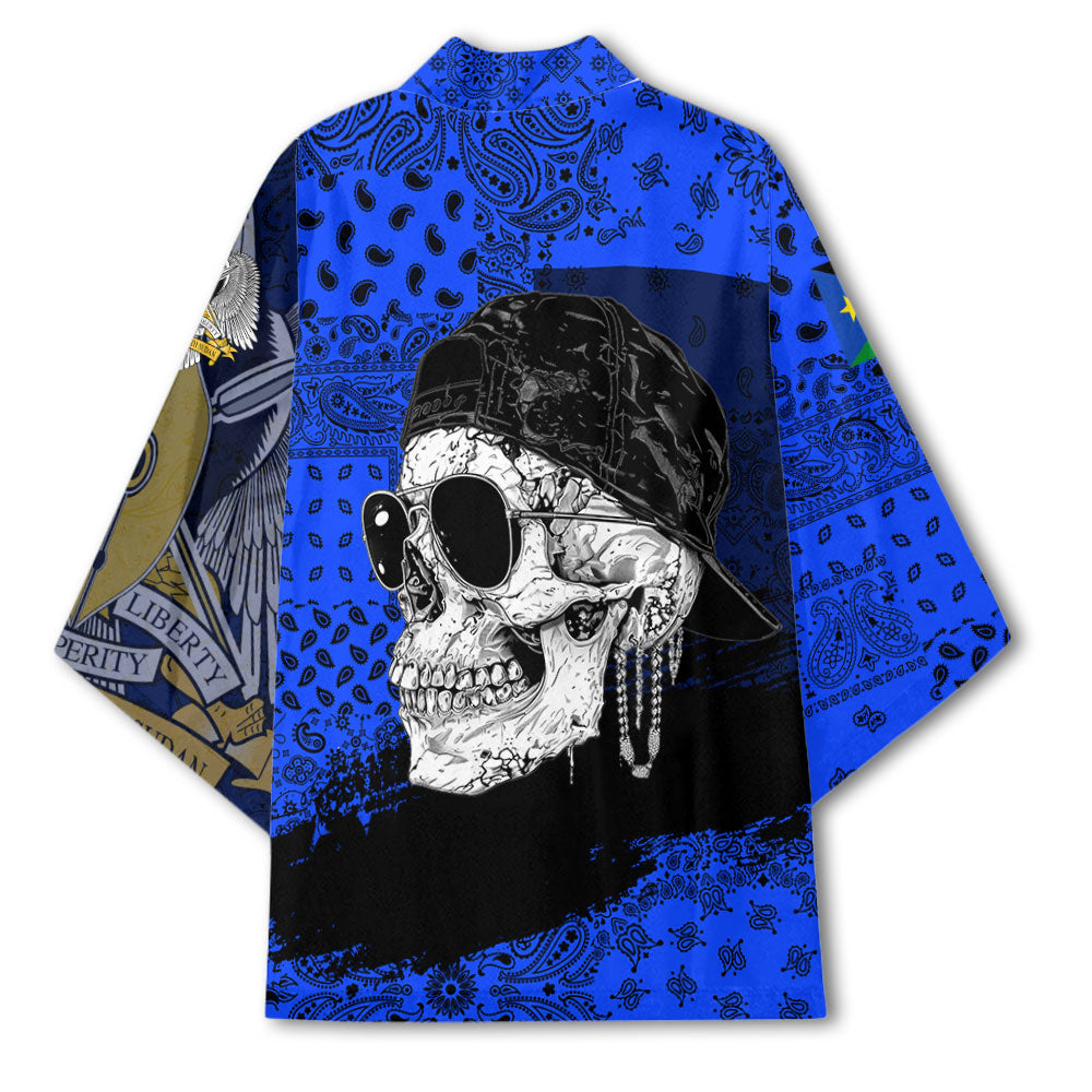 South Sudan Kimono Paisley Flag And Skull Style 3