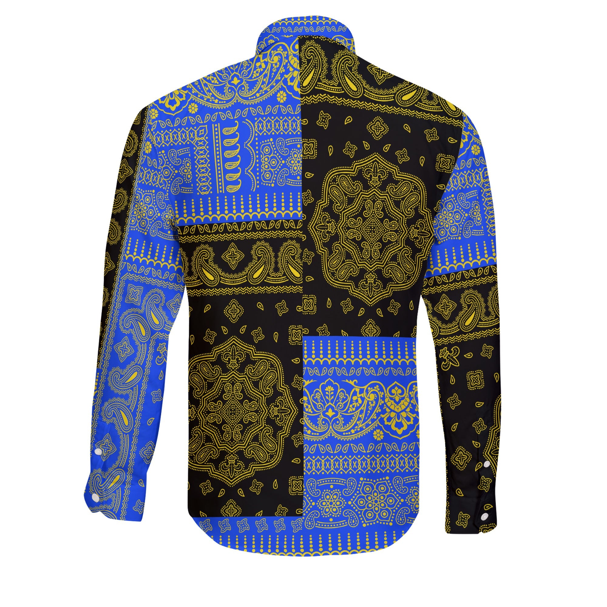 South Sudan Long Sleeve Button Shirt Flag And Paisley Basic Style 2