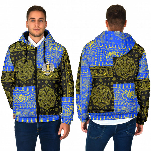 South Sudan Men Hooded Padded Jacket Flag And Paisley Basic Style 1