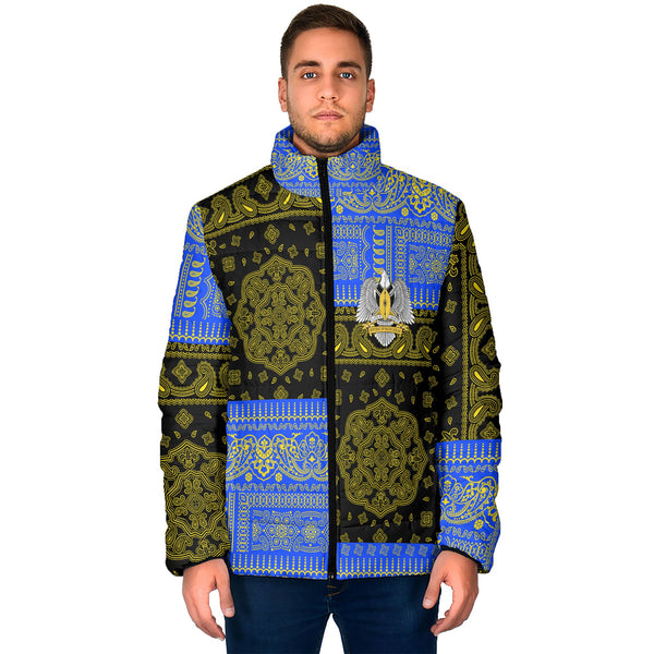 South Sudan Men Padded Jacket Flag And Paisley Basic Style 1