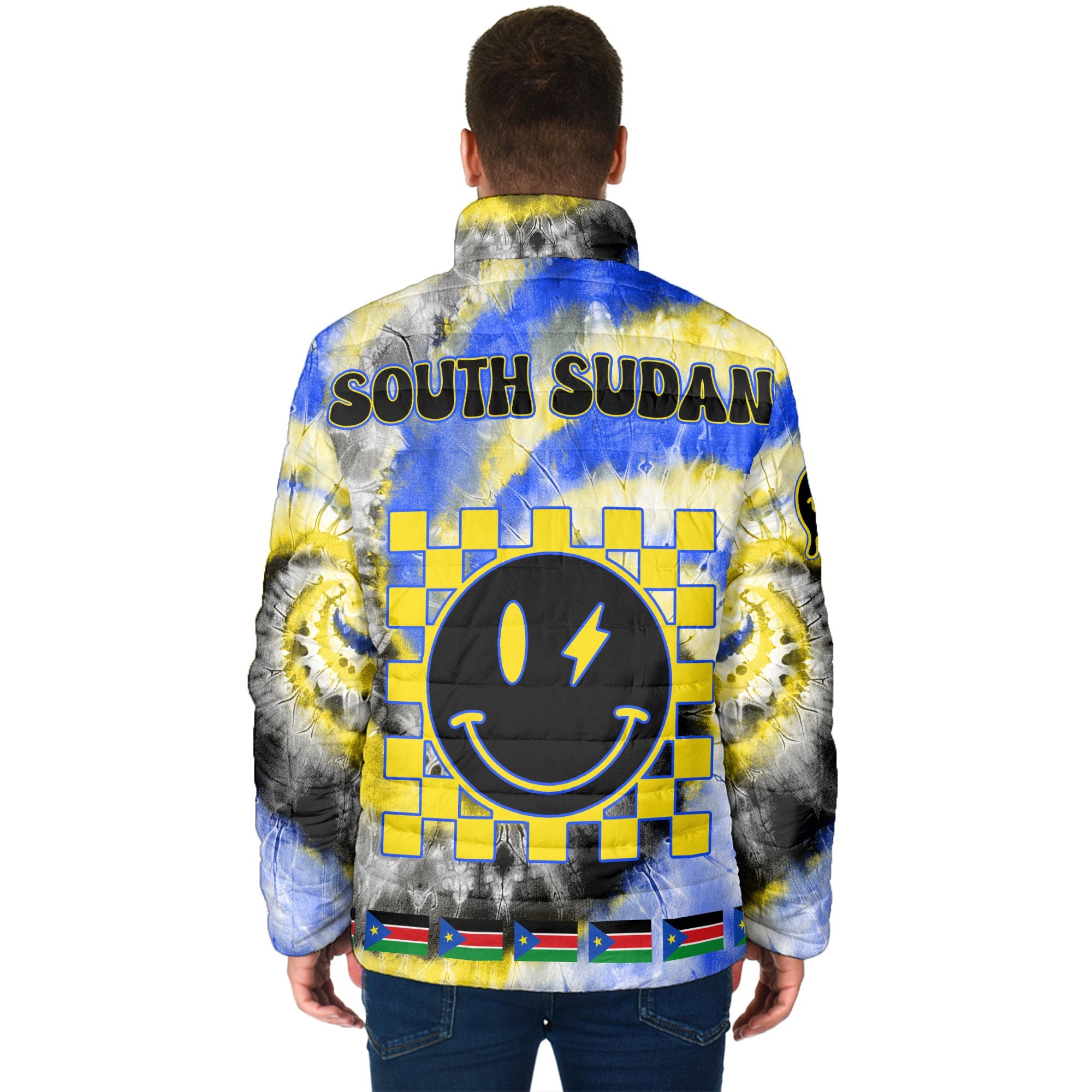 South Sudan Men Padded Jacket Custom Tie Dye Style 2