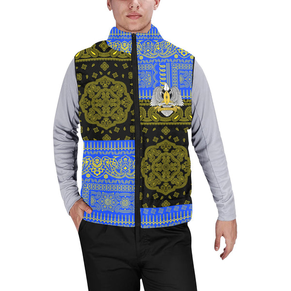 South Sudan Men Padded Jacket Vest Flag And Paisley Basic Style 1