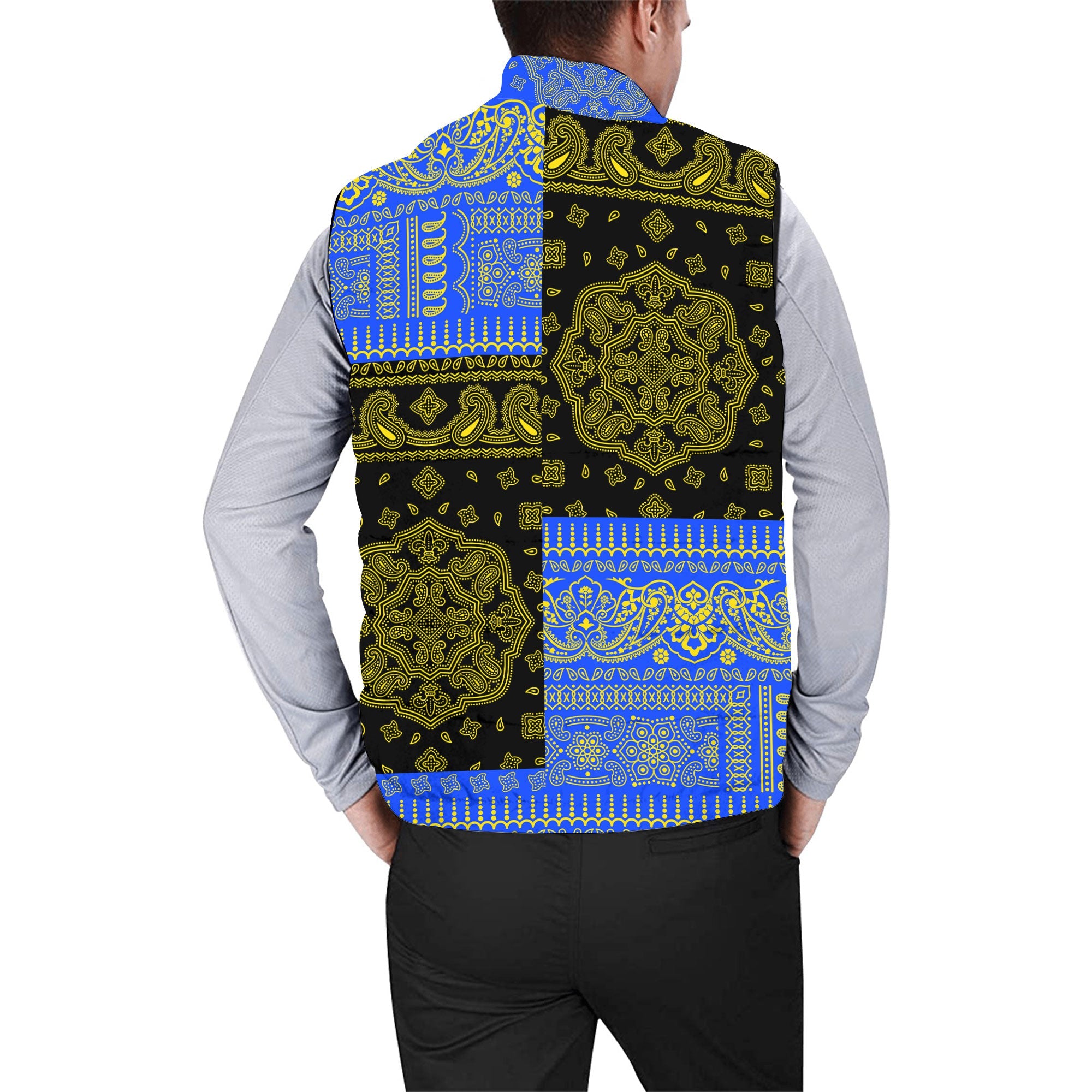 South Sudan Men Padded Jacket Vest Flag And Paisley Basic Style 2