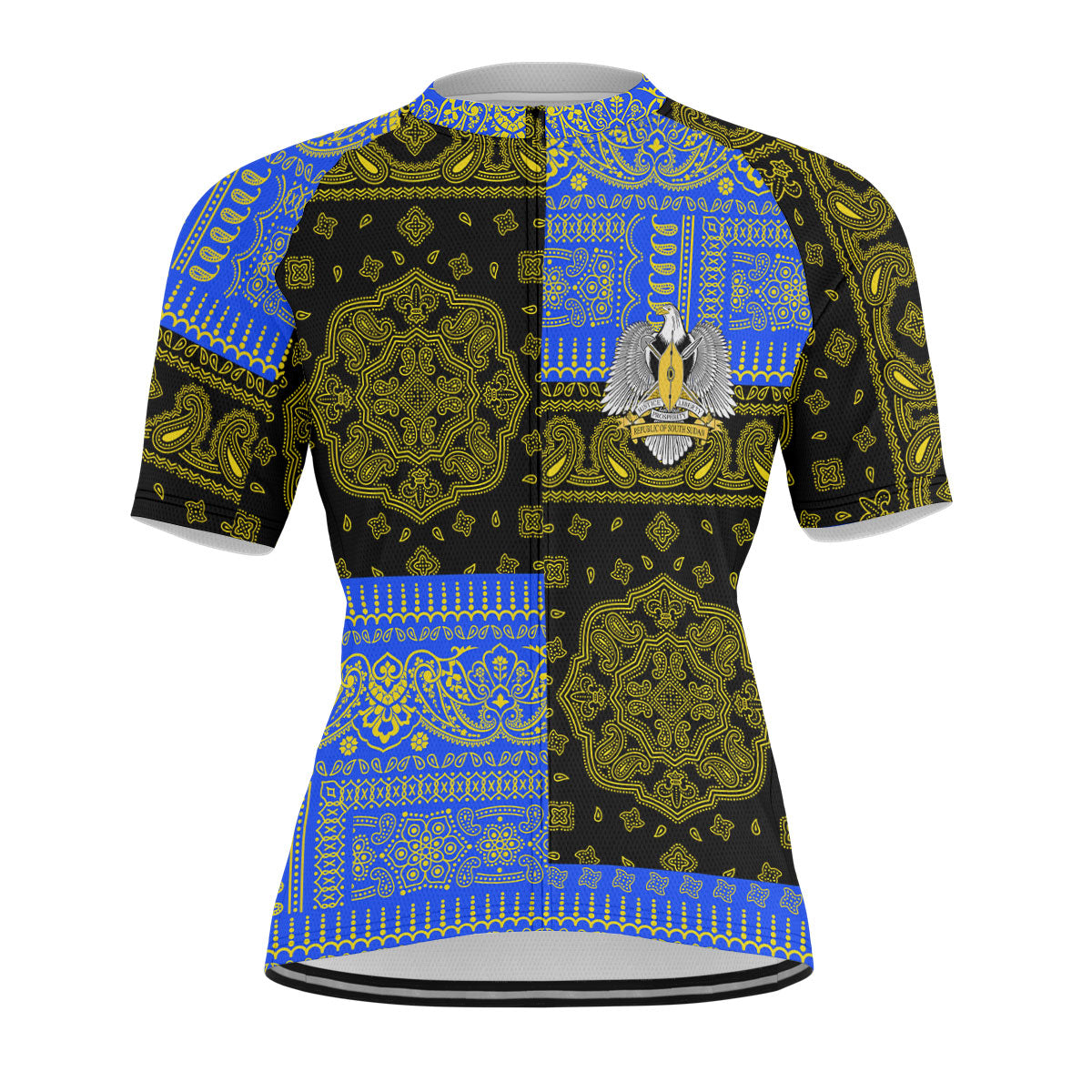 South Sudan Men Cycling Jersey Flag And Paisley Basic Style 1