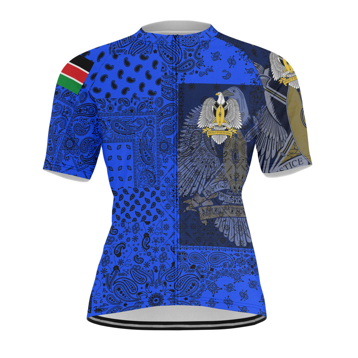 South Sudan Men Cycling Jersey Paisley Flag And Skull Style 1