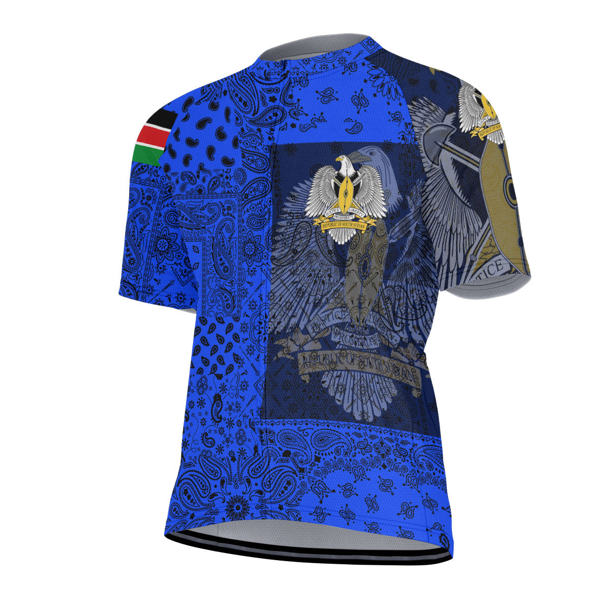 South Sudan Men Cycling Jersey Paisley Flag And Skull Style 2