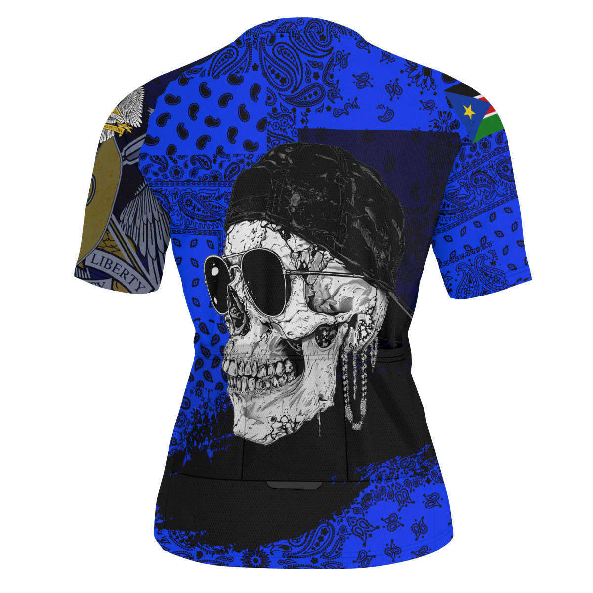 South Sudan Men Cycling Jersey Paisley Flag And Skull Style 3