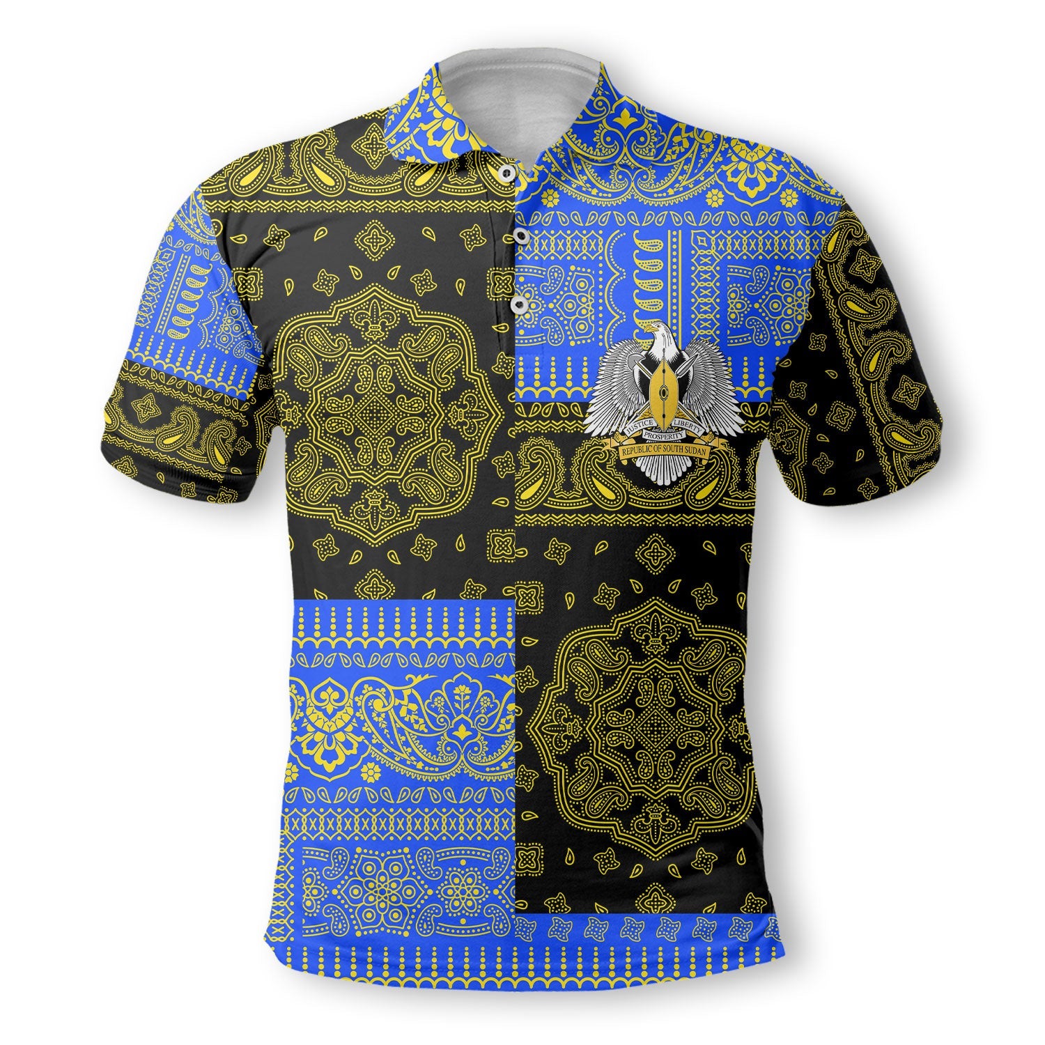 South Sudan Polo Shirt Flag And Paisley Basic Style 2