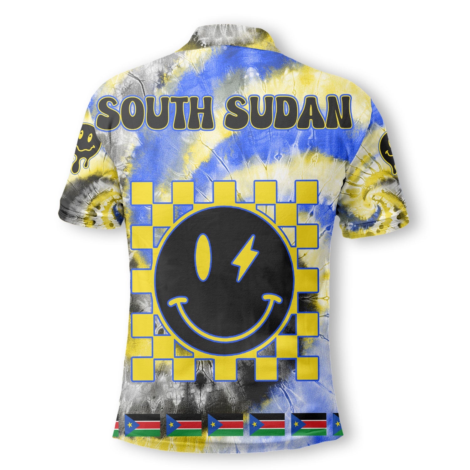 South Sudan Polo Shirt Custom Tie Dye Style 3