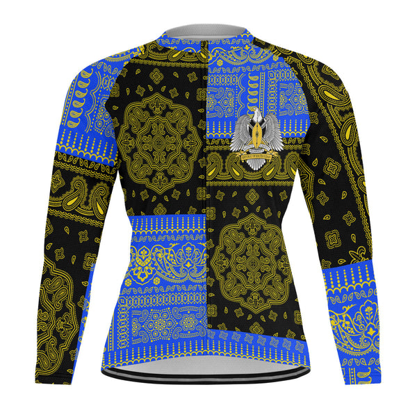 South Sudan Raglan Men Cycling Jersey Long Sleeve Flag And Paisley Basic Style 1