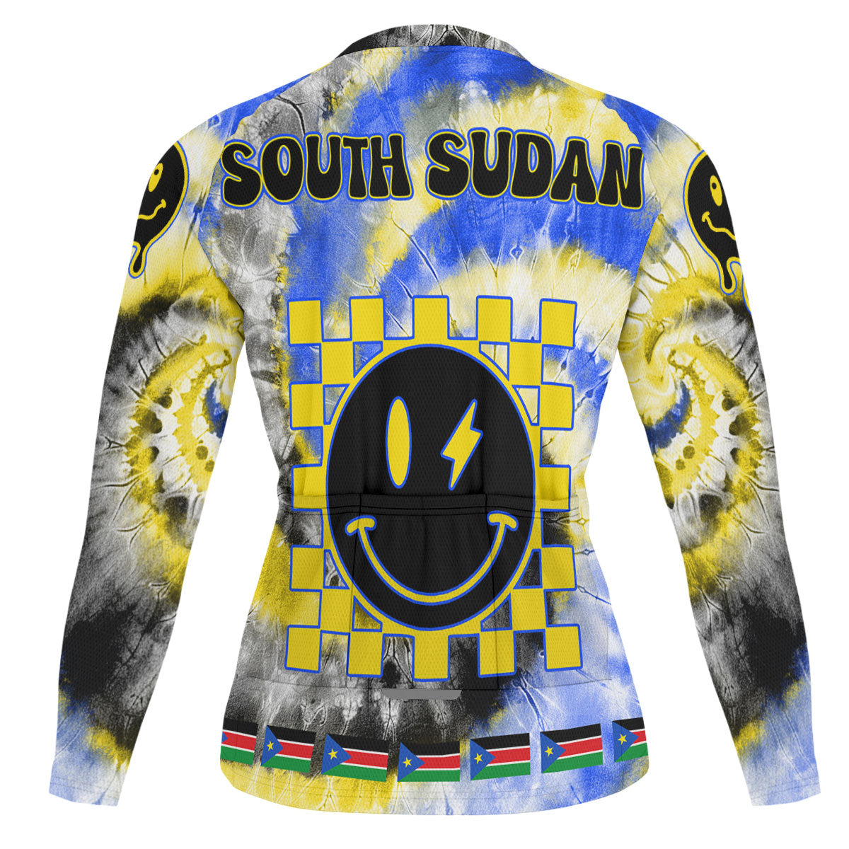 South Sudan Raglan Men Cycling Jersey Long Sleeve Custom Tie Dye Style 1