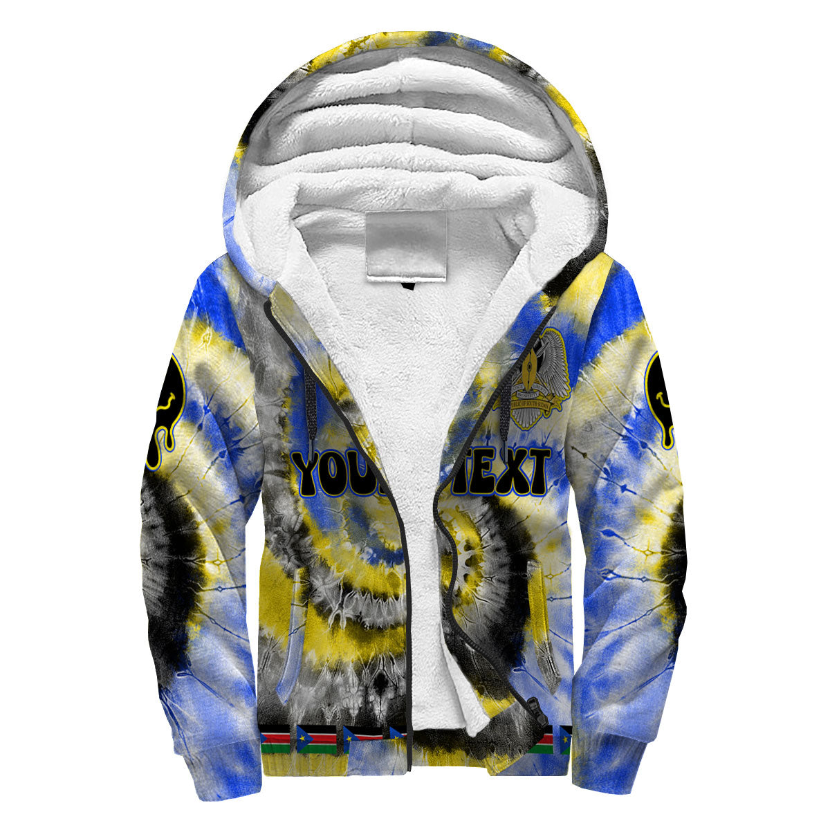 South Sudan Sherpa Hoodie Custom Tie Dye Style 3