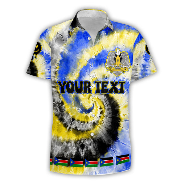 South Sudan Short Sleeve Shirt Custom Tie Dye Style 1